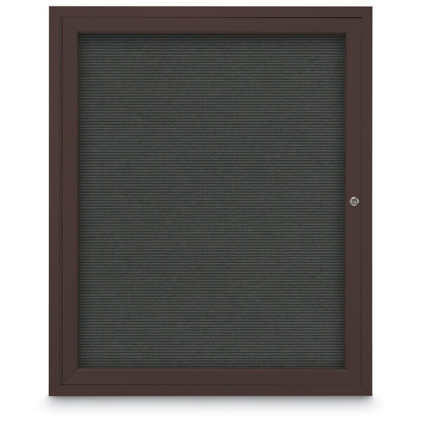 60"x36" 2-Door Enclosed Outdoor Letterboard, Hdr, Grey Felt/Bronze
